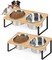 Dog Bowls Stand Bamboo Raised Dog Bowl with 2 Stainless Steel Food Water Bowls Set Food Feeding Dishes for Indoor Cat and Large Medium Dogs